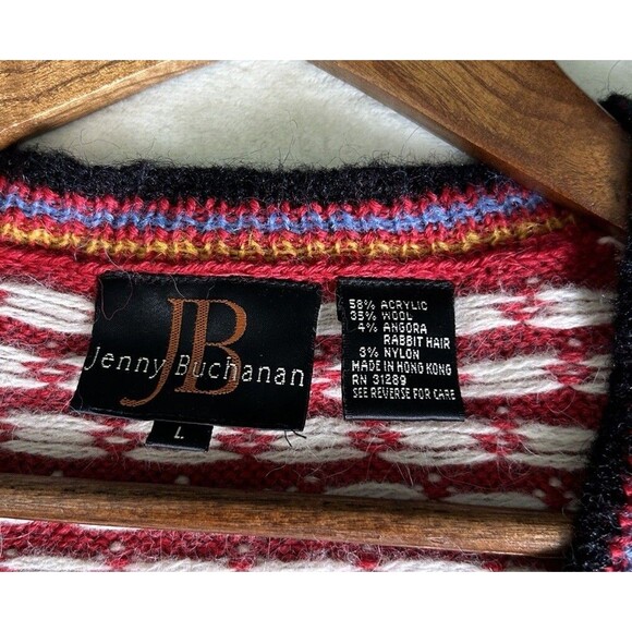 Jenny Buchanan Cardigan Large Sweater Wool Angora Nordic Icelandic Holidays - Picture 3 of 9